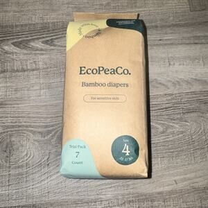 EcoPeaCo Bamboo Diapers Size 4 22-37 lbs Sensitive Skin 7 Count Trial Pack NEW